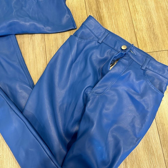 Dynamite Blue Leather Pants - Picture 5 of 7
